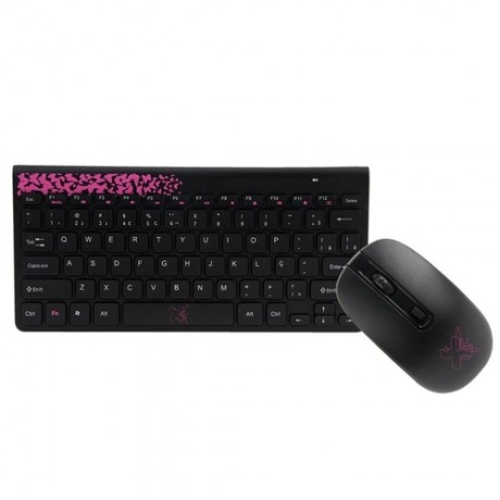 TECLADO E MOUSE S/FIO FREESTYLE S ROSA 601355-7