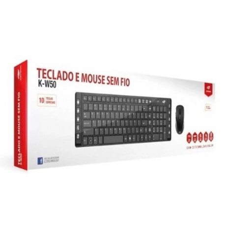 KIT TECLADO+MOUSE S/FIO K-W50BK C3TECH