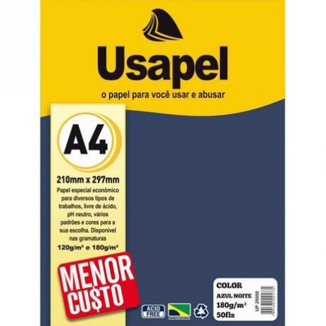 USAPEL COLOR AZUL NOITE 180G/M2 210X297MM 50FLS