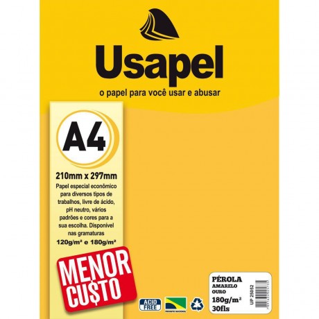 USAPEL PÉROLA AMARELO OURO 180G/M2 210X297MM 30FLS