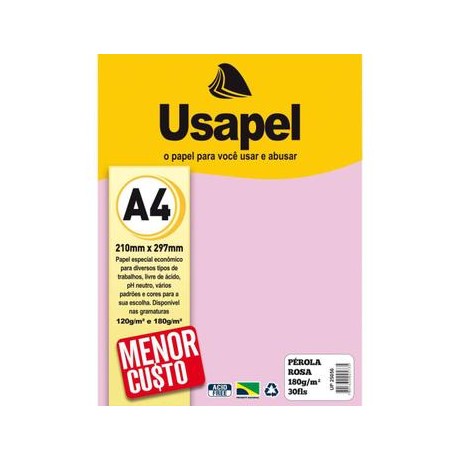 USAPEL PÉROLA ROSA 180G/M2 210X297Mm 30FLS