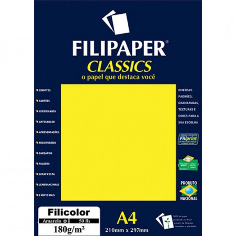 FILIPAPER COLORS FILICOLOR PLUS AMARELO 180G/M2 210X290MM