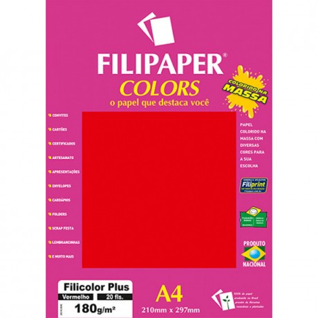 FILIPAPER COLORS FILICOLOR PLUS VERMELHO 180G/M2 210X297MM