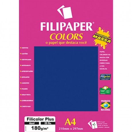 FILIPAPER COLORS FILICOLOR PLUS AZUL 180G/M2 210X297MM