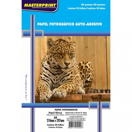 PAPEL FOTO MASTERPRINT AUTO ADESIVO 80G A4-20FLS