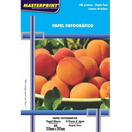 PAPEL FOTO MASTERPRINT DUPLA FACE 180G A4-20FLS