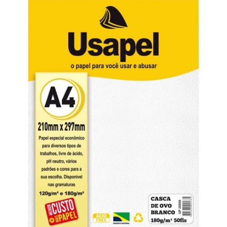 USAPEL CASCA DE OVO BRANCO 180G/M2 210X297MM 50FLS