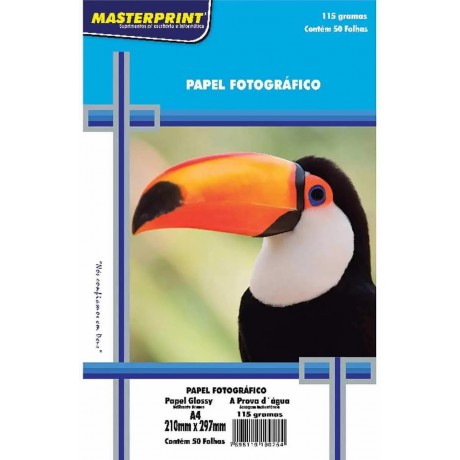 PAPEL FOTO MASTERPRINT 115G A4-50FLS PD BR BRILHO