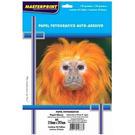 Papel foto adesivo glossy 130G A4-50 fls masterprint