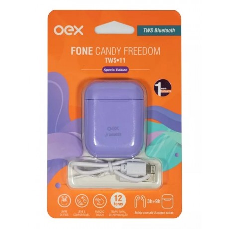 Fone De Ouvido Candy Tws Bluetooth 5.0 Free Oex Tws11 Lilas