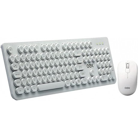 OEX Combo Pop+ Teclado e mouse sem fio 1600 Dpi TM410 - Teclas redondas - Branco