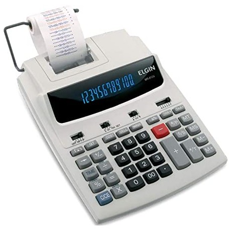 Calculadora de Mesa com 12 dígitos MR-6124 Elgin Calendário Relógio e impressão de data Gelo