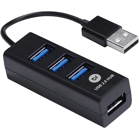 Bright Mini Hub USB e Carregador 4 portas em barra Preto 0059