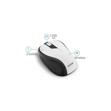 Mouse Sem Fio Wave Conexão Usb 1200dpi 3 Botões Ergonômico Branco - MO216